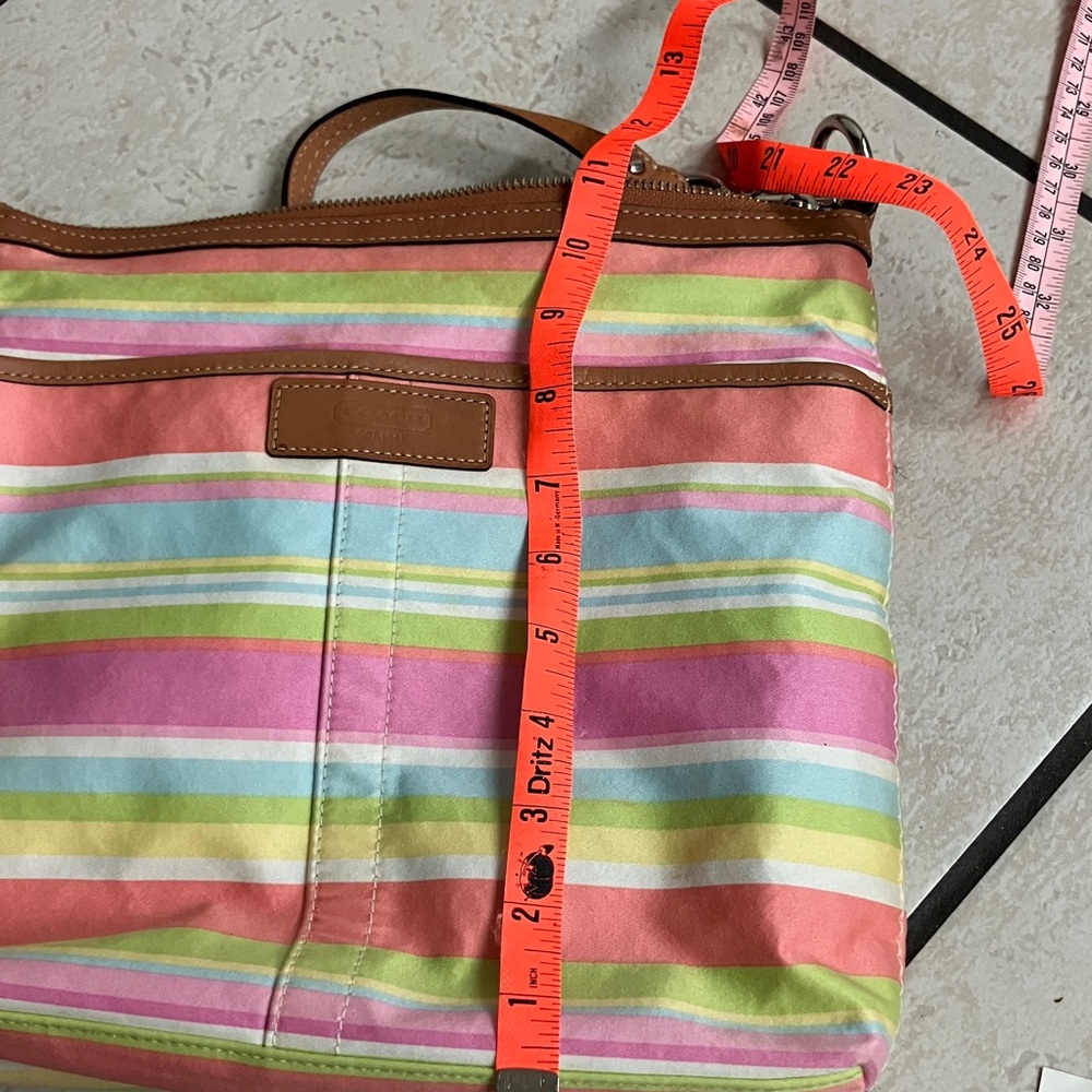 COACH-Signature Collection Striped Pastel Crossbody Bag - Picture 11 of 12